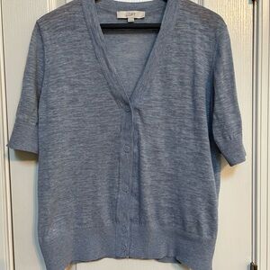 LOFT Light Blue Short Sleeve Light Weight Cardigan size xl